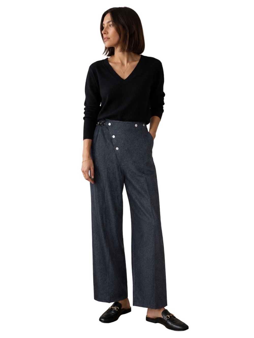 Vintage Etro Crossover Wide Leg Wool Pants Size EU 40 Gray Quiet Luxury